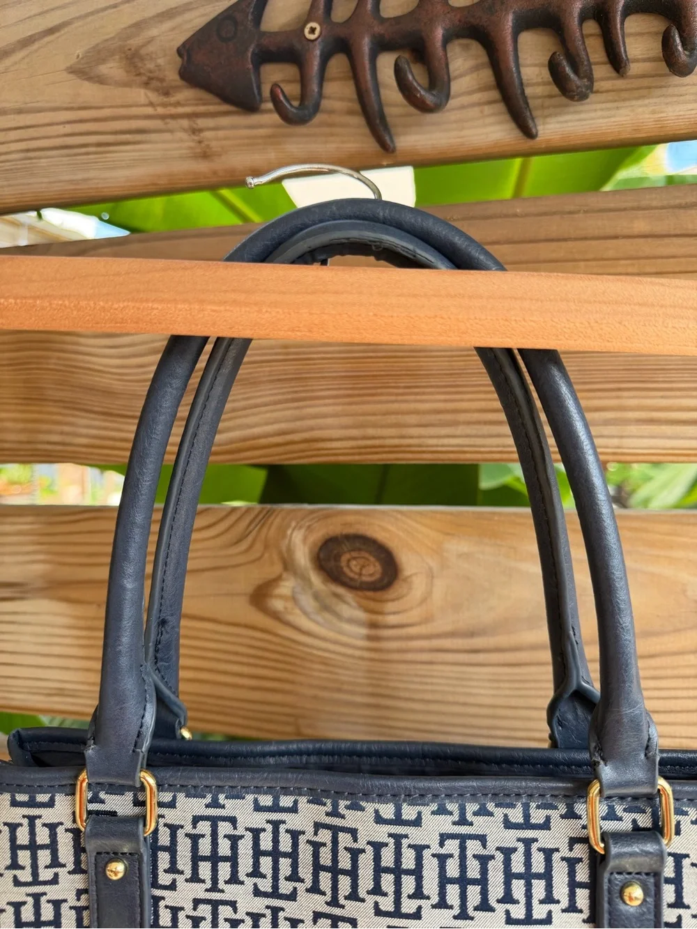 Tommy Hilfiger Navy & Cream Monogram Tote